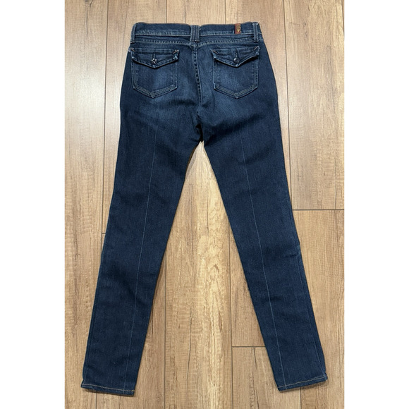 7 FOR ALL MANKIND Women's Dark Wash Blue Skinny 8" Rise Jeans Size 26 Pockets - Picture 1 of 14